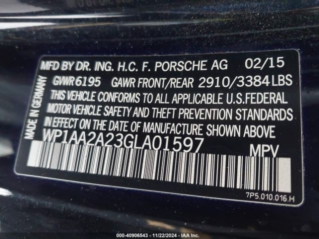 2016 PORSCHE CAYENNE WP1AA2A23GLA01597 Photo 8