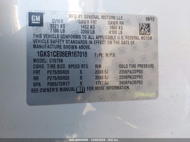 1GKS1CE08ER167018 GMC YUKON SLT