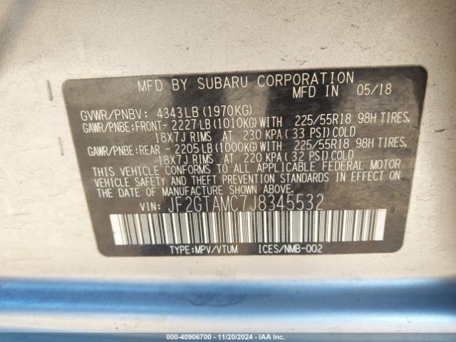 JF2GTAMC7J8345532 Subaru Crosstrek 2.0i Limited