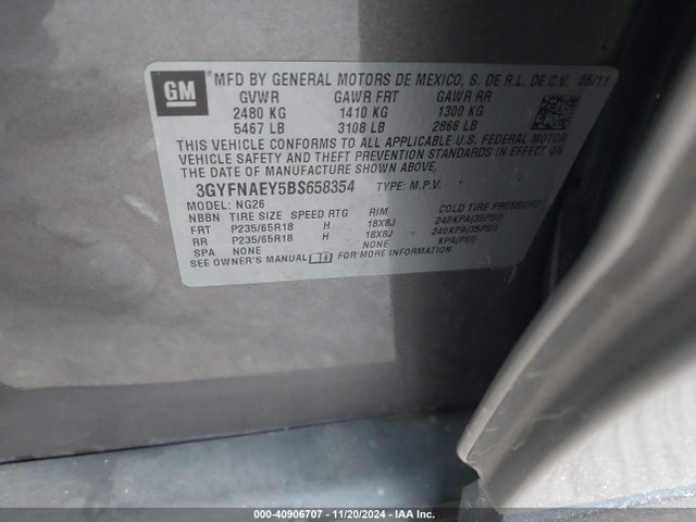 2011 CADILLAC SRX 3GYFNAEY5BS658354 Photo 8