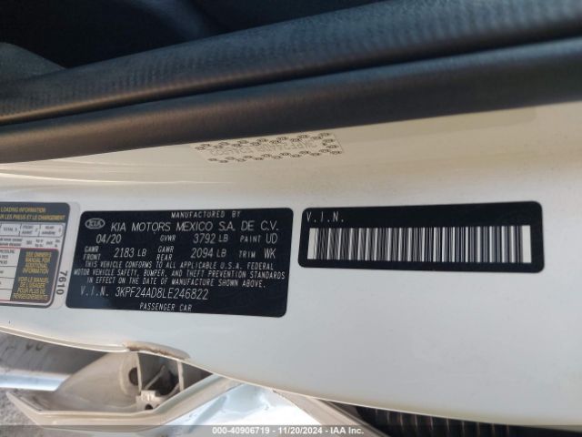 3KPF24AD8LE246822 KIA Forte Lxs