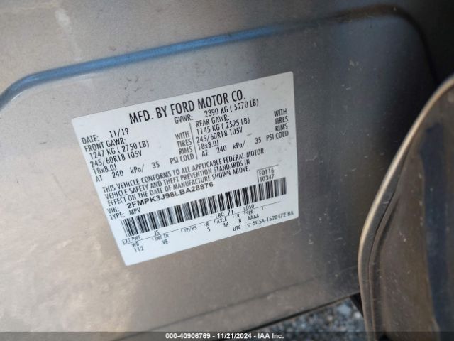 2FMPK3J98LBA28876 Ford EDGE SEL