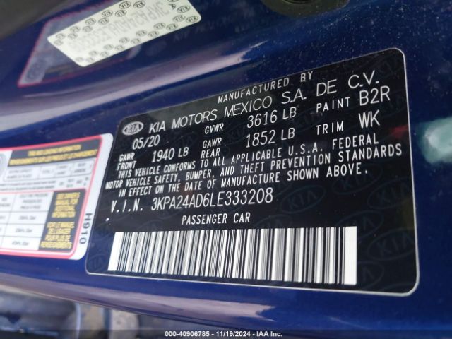 3KPA24AD6LE333208 KIA RIO S