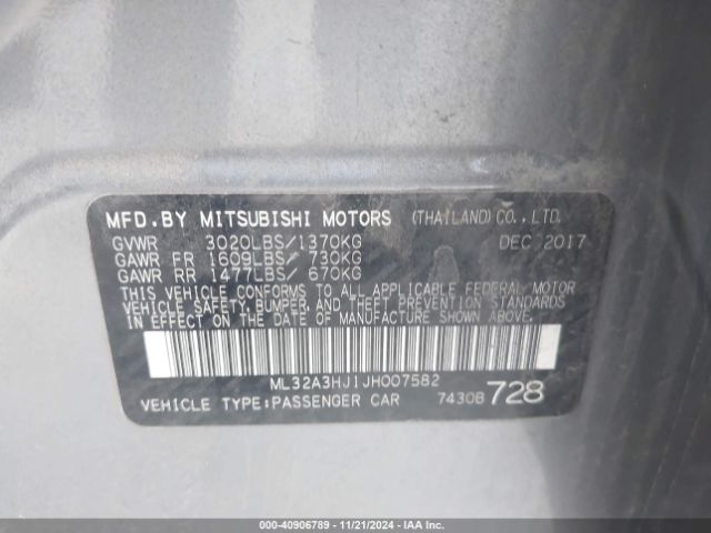 2018 MITSUBISHI MIRAGE ML32A3HJ1JH007582 Photo 8