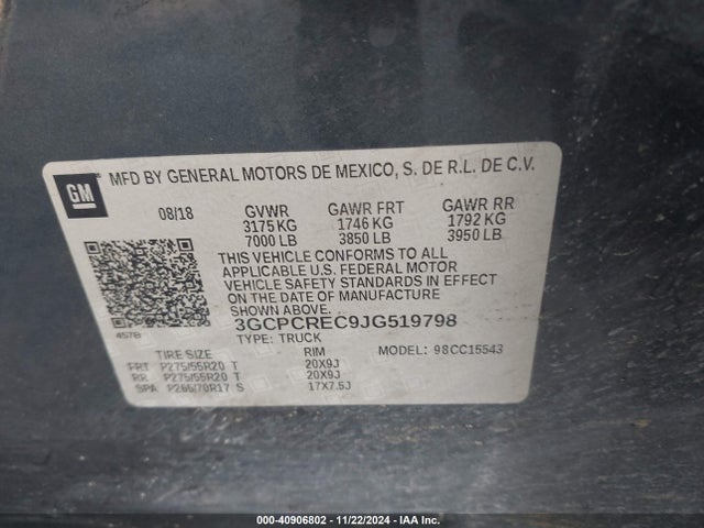 Chevrolet Silverado 1500 1lt 2018 3GCPCREC9JG519798 Image 9