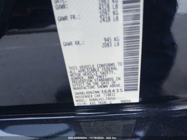 1N4BL4DV2NN368435 Nissan Altima Sv Fwd