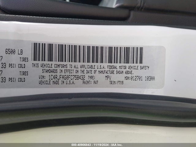 Jeep Grand Cherokee Laredo 2015 1C4RJFAG0FC758432 Image 9