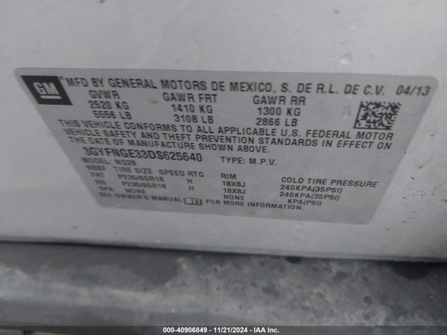 2013 CADILLAC SRX 3GYFNGE33DS625640 Photo 8