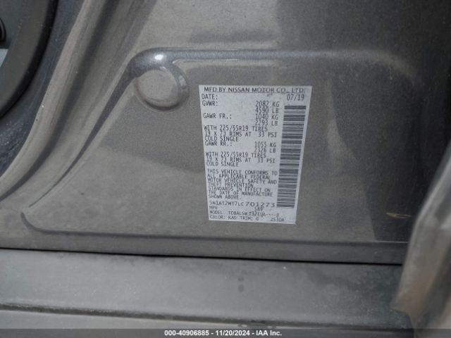 5N1AT2MT7LC701273 Nissan Rogue Sl Fwd