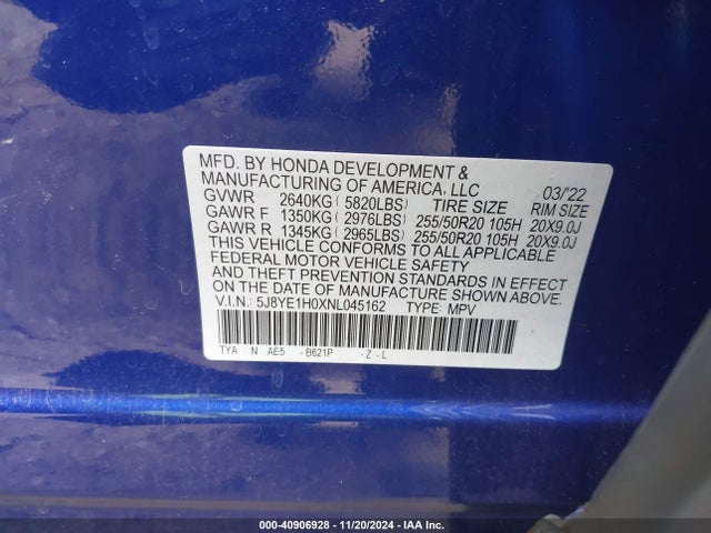 Acura Mdx A-spec Package 2022 5J8YE1H0XNL045162 Image 9