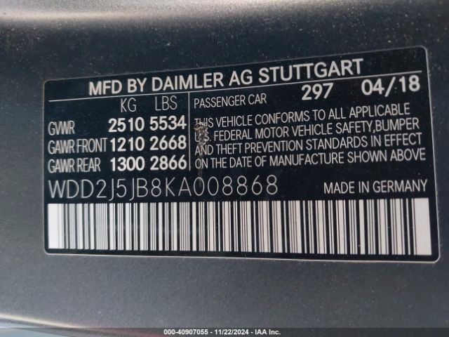WDD2J5JB8KA008868 Mercedes-Benz CLS 450