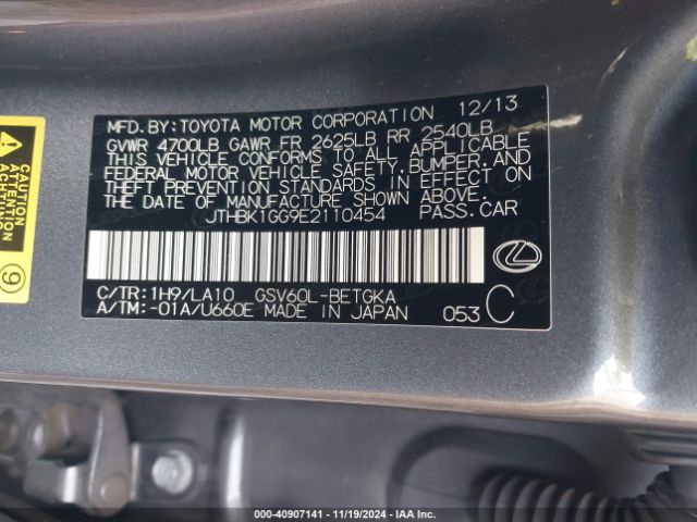 JTHBK1GG9E2110454 Lexus ES 350