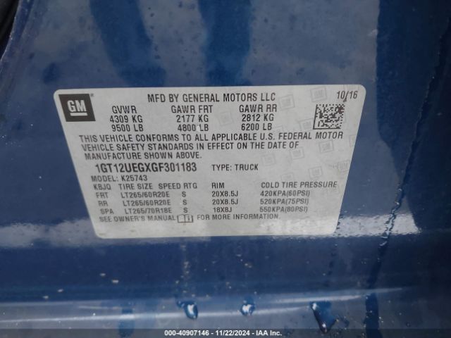 1GT12UEGXGF301183 GMC Sierra 2500hd Denali
