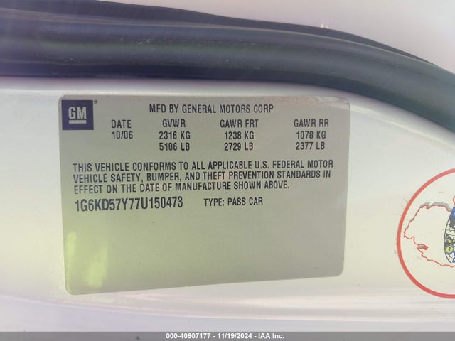 2007 CADILLAC DTS 1G6KD57Y870150473 Photo 8