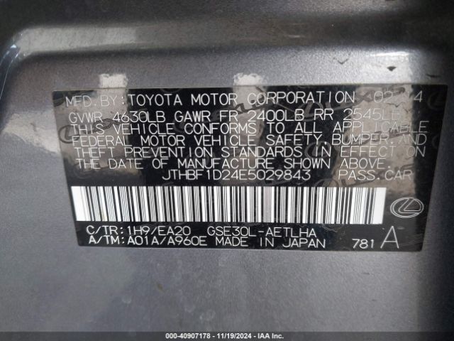 JTHBF1D24E5029843 Lexus IS 250
