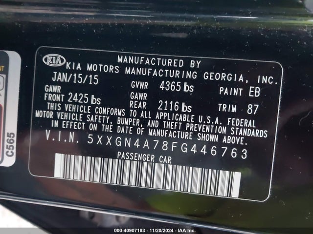 KIA OPTIMA EX 2015 5XXGN4A78FG446763 Image 9