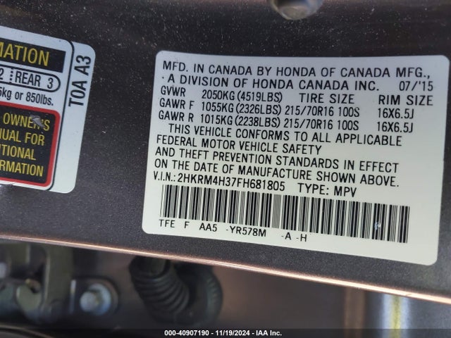 Honda CR-V LX 2015 2HKRM4H37FH681805 Image 9
