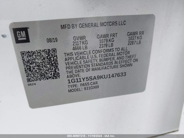 1G11Y5SA9KU147633 Chevrolet IMPALA LS