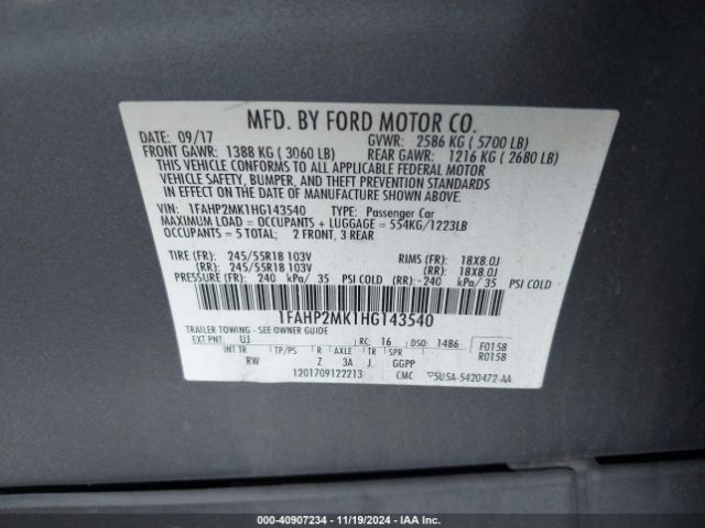 1FAHP2MK1HG143540 Ford Police Interceptor