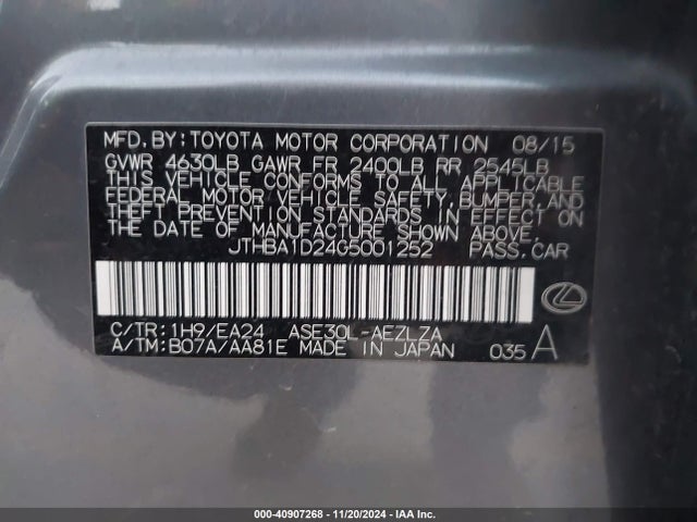 JTHBA1D24G5001252 Lexus IS 200T