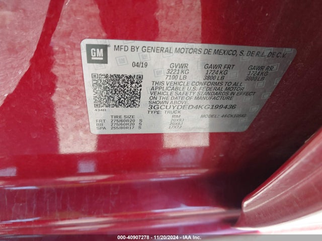 Chevrolet Silverado 1500 Lt 2019 3GCUYDED4KG199436 Image 9
