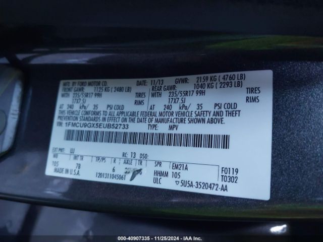 1FMCU9GX5EUB52733 Ford ESCAPE SE