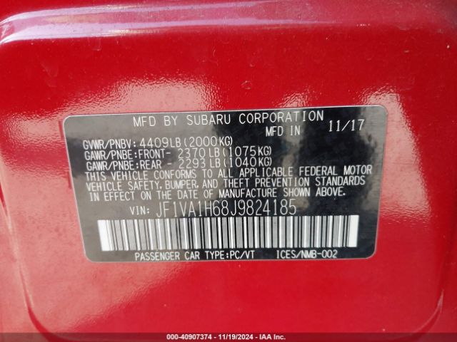 JF1VA1H68J9824185 Subaru Wrx Limited