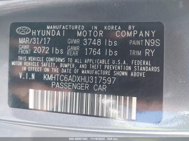 KMHTC6ADXHU317597 Hyundai Veloster Value Edition