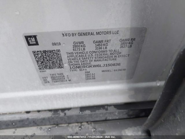 1GNERGKW6LJ150836 Chevrolet Traverse Fwd Lt Cloth