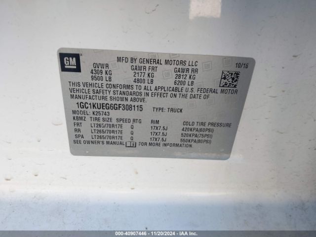 1GC1KUEG6GF308115 Chevrolet Silverado 2500hd Wt