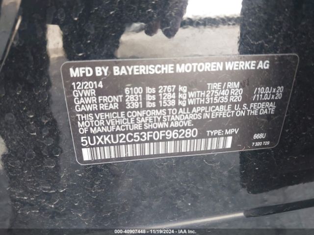 5UXKU2C53F0F96280 BMW X6 Xdrive35i