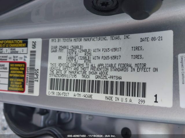 5TFAZ5CN5MX117195 Toyota Tacoma Trd Sport