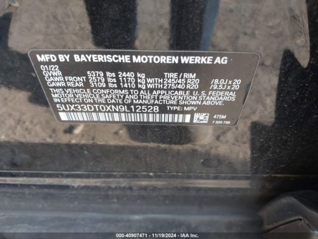 5UX33DT0XN9L12528 BMW X4 Xdrive30i