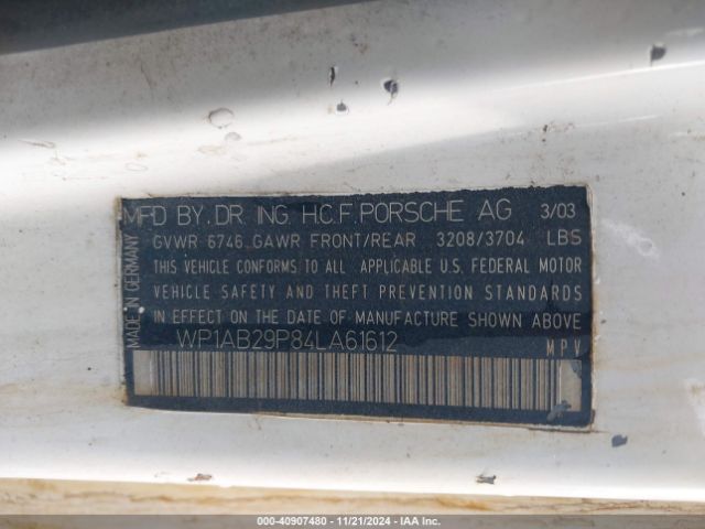 2004 PORSCHE CAYENNE WP1AB29P84LA61612 Photo 8