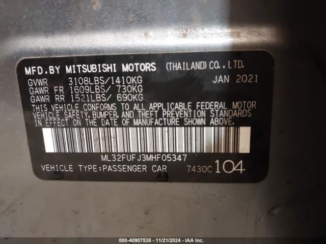 ML32FUFJ3MHF05347 Mitsubishi Mirage G4 Carbonite Edition/es/le