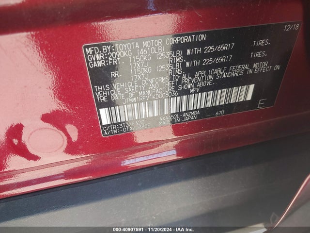 Toyota Rav4 Xle 2019 JTMW1RFV1KD008036 Image 9