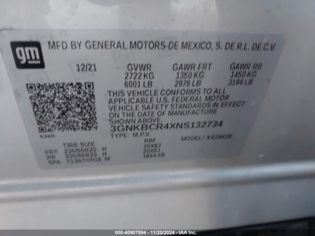 3GNKBCR4XNS132734 Chevrolet Blazer Fwd 2lt