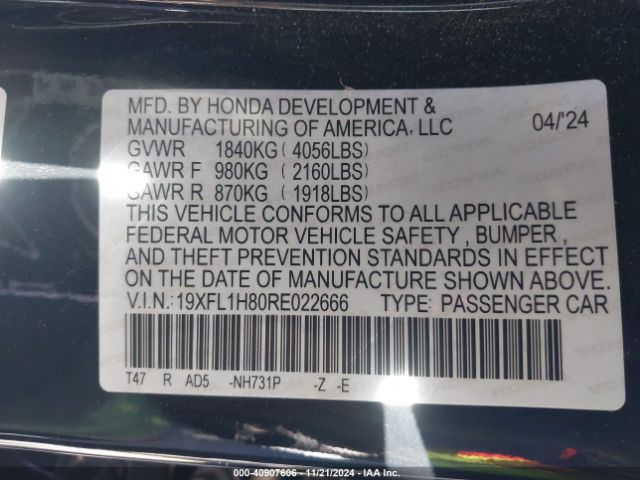 19XFL1H80RE022666 Honda Civic Sport Touring