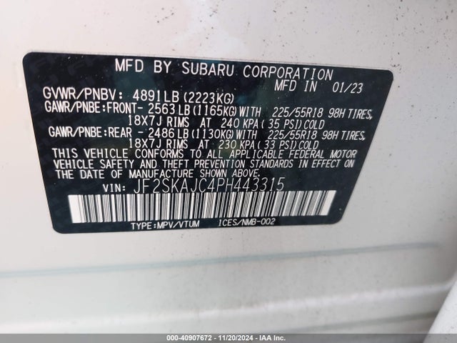 Subaru Forester Sport 2023 JF2SKAJC4PH443315 Image 9