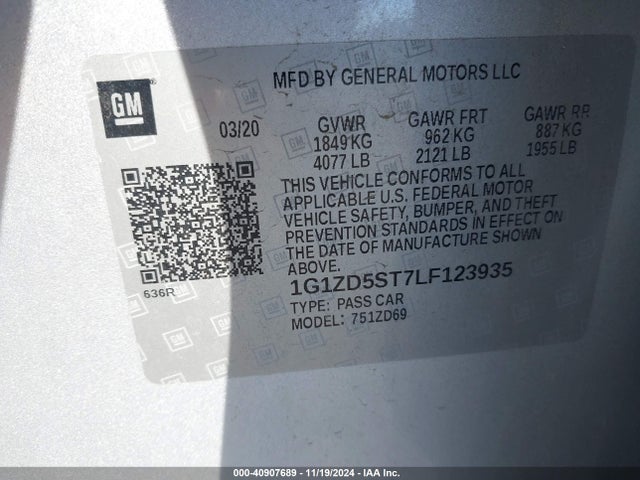 Chevrolet Malibu Fwd Lt 2020 1G1ZD5ST7LF123935 Image 9