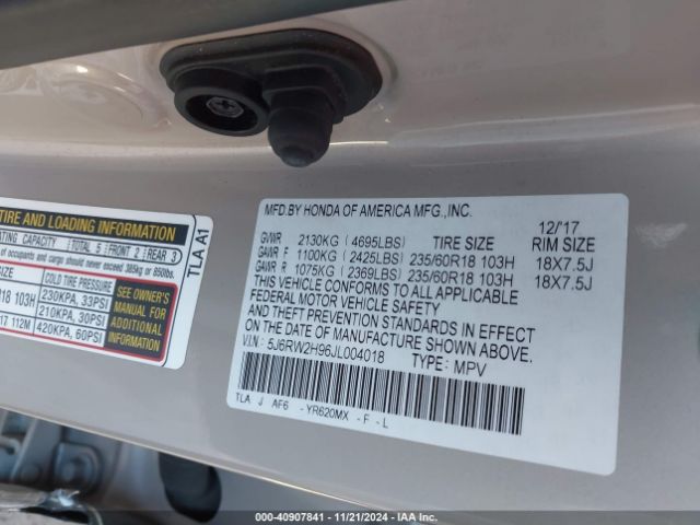 5J6RW2H96JL004018 Honda Cr-v Touring