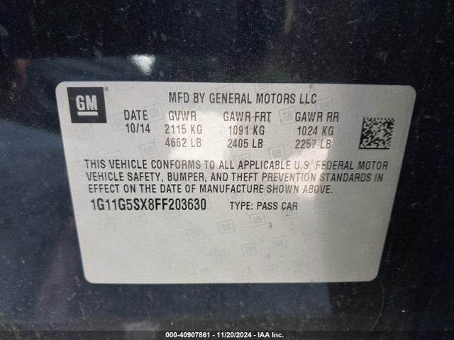 Chevrolet Malibu 2lz 2015 1G11G5SX8FF203630 Image 9