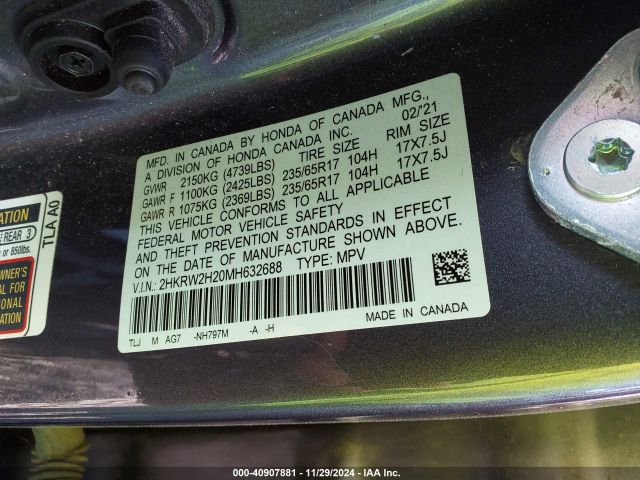 2HKRW2H20MH632688 Honda Cr-v Awd Lx