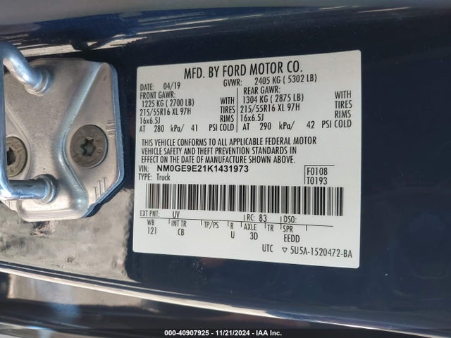 Ford Transit Connect Xl 2019 NM0GE9E21K1431973 Image 9