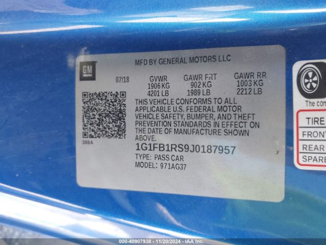 1G1FB1RS9J0187957 Chevrolet Camaro 1lt