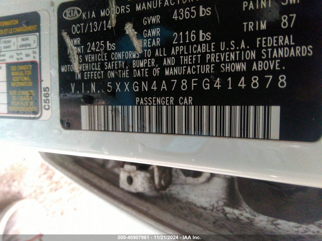 KIA OPTIMA EX 2015 5XXGN4A78FG414878 Image 9