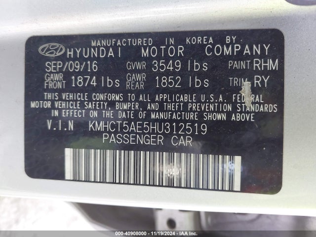 Hyundai ACCENT SE 2017 KMHCT5AE5HU312519 Image 9