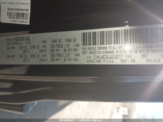 1C4HJXEG9JW216717 Jeep Wrangler Unlimited Sahara 4x4