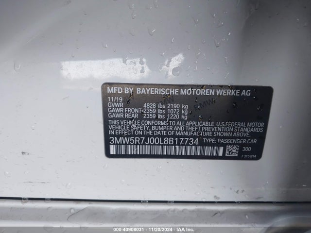 3MW5R7J00L8B17734 BMW 330I