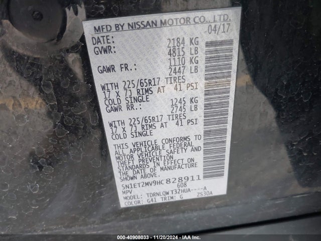 5N1ET2MV9HC828911 Nissan Rogue Hybrid Sv